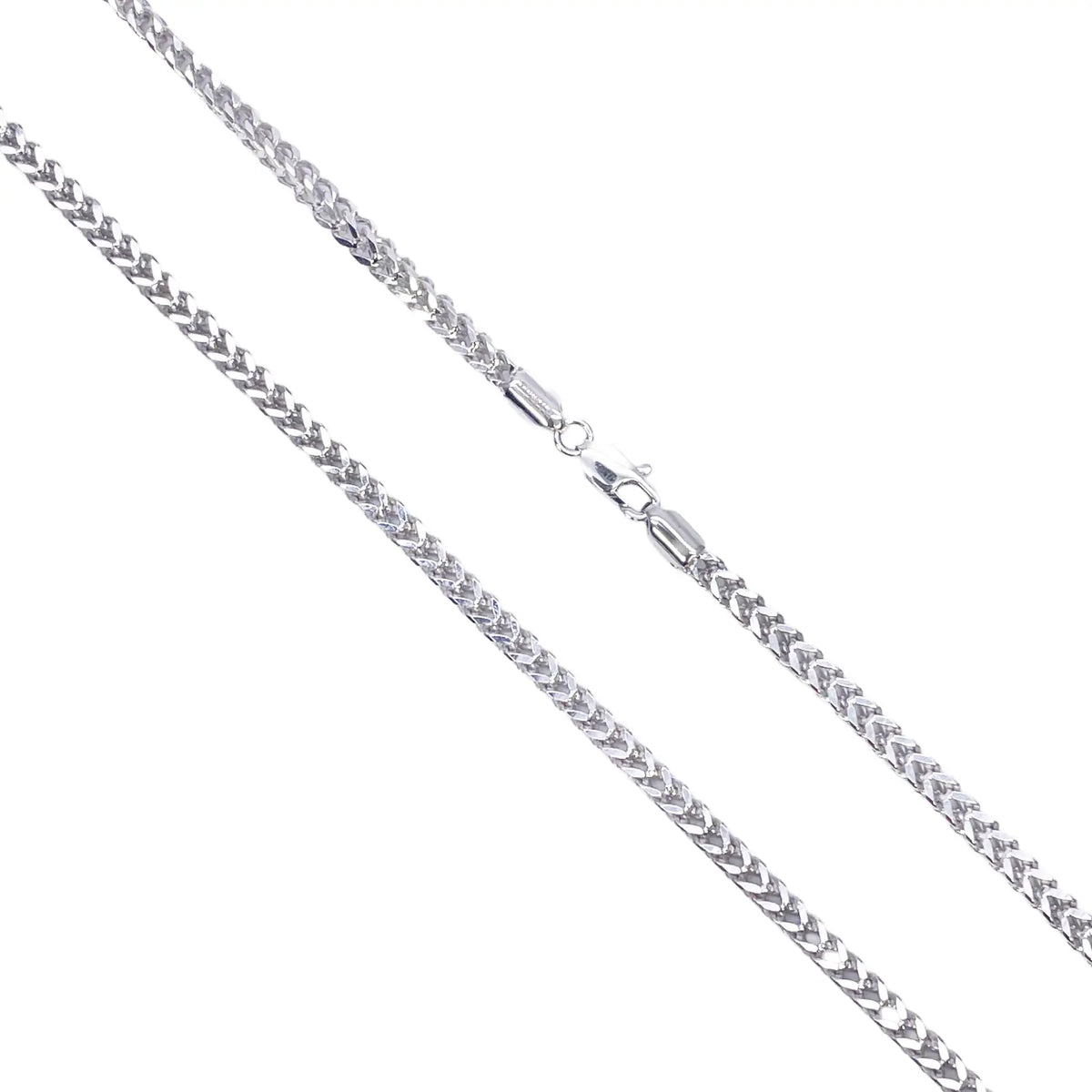 Platinum Foxtail Chain Necklace 23" Inches & 2.6mm Width  Diamond Bracelets