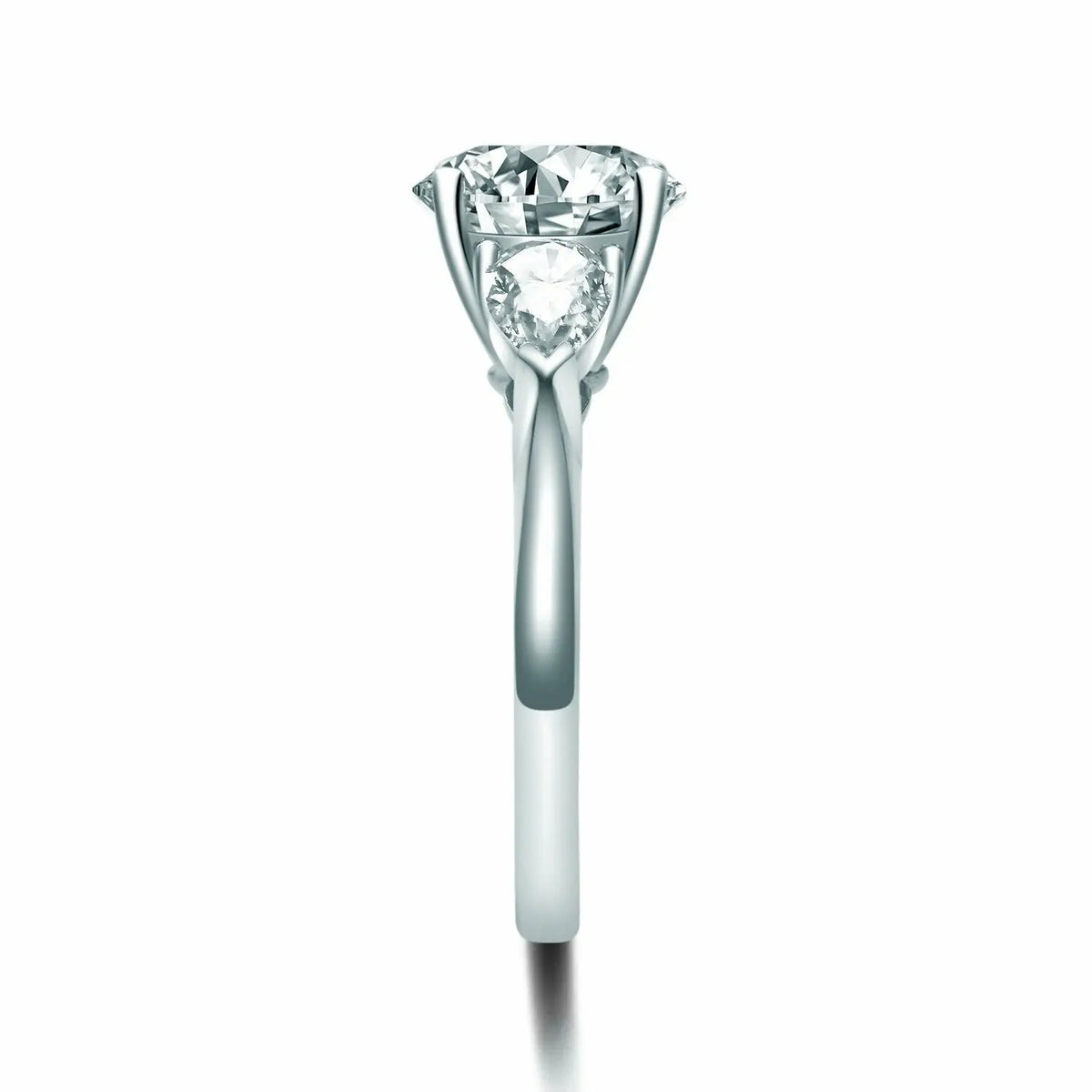 Platinum Round & Pear Natural Diamond Claw Set Trilogy Ring 1.25ct GIA Certified  Diamond Ring