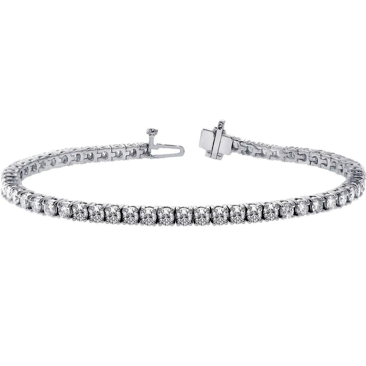 14ct White Gold Diamond Tennis Bracelet 4-Claw 5.30cts  Diamond Bracelets