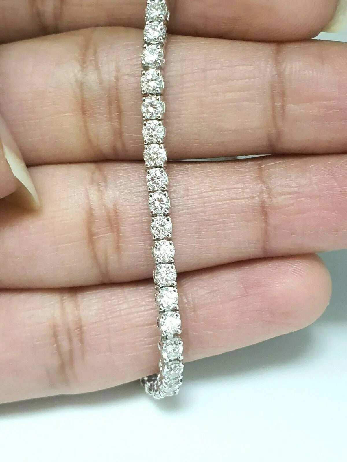 14ct White Gold Diamond Tennis Bracelet 4-Claw 5.30cts  Diamond Bracelets