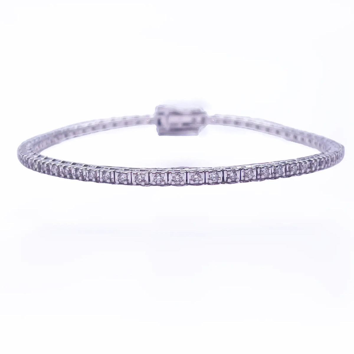 14ct White Gold Natural Diamond Tennis Bracelet 4claw 1.00ct 7''inches  Diamond Bracelets