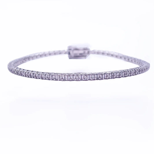 14ct White Gold Natural Diamond Tennis Bracelet 4claw 1.00ct 7''inches  Diamond Bracelets