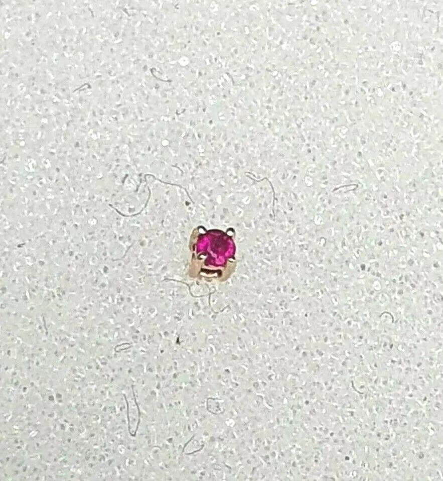 18ct Rose Gold & Natural Ruby Nose Stud / Nose Pin 0.05 Carats 4-Claw 2.0 mm 