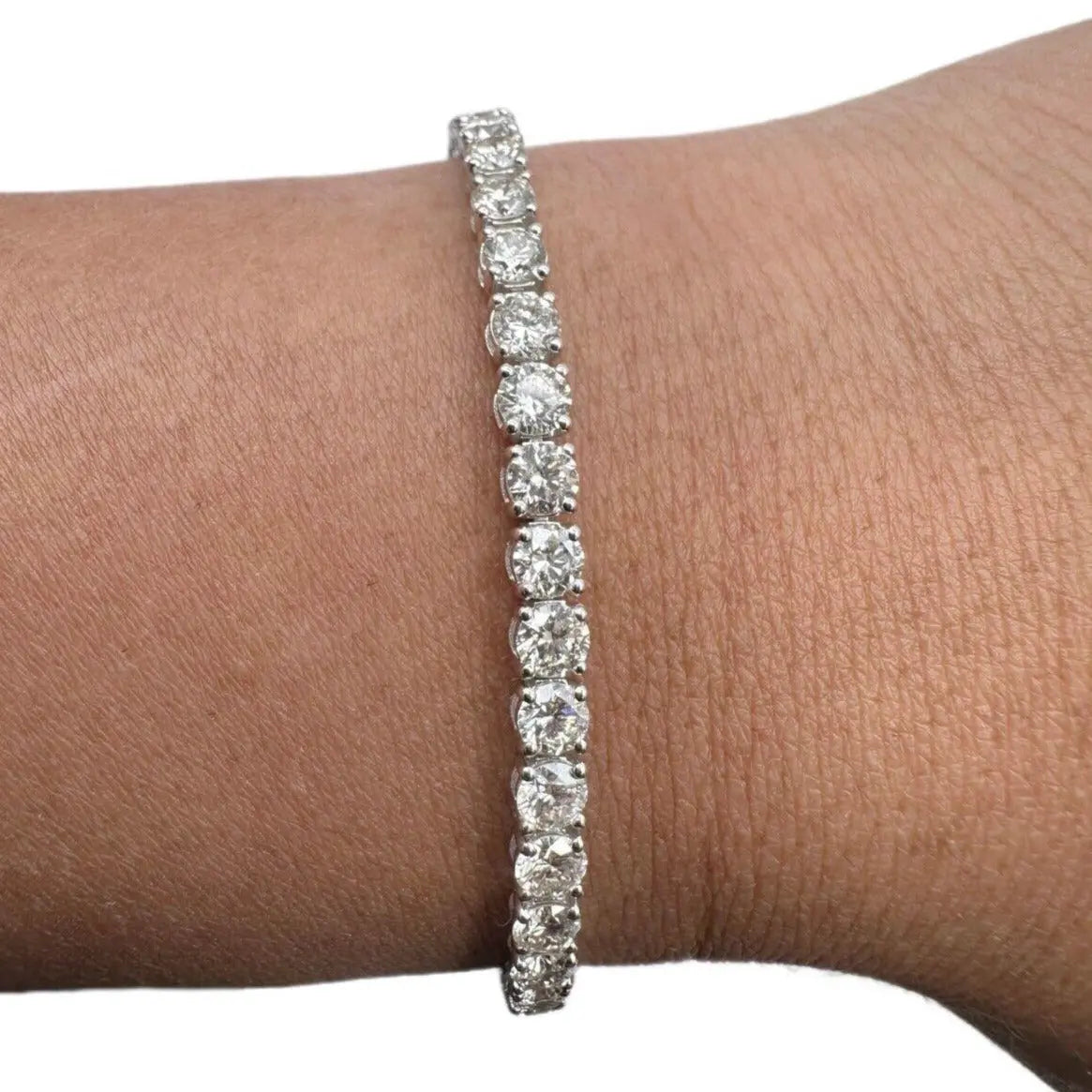 18ct White Gold Diamond Tennis Bracelet 4claw 7.65ct  Diamond Bracelets