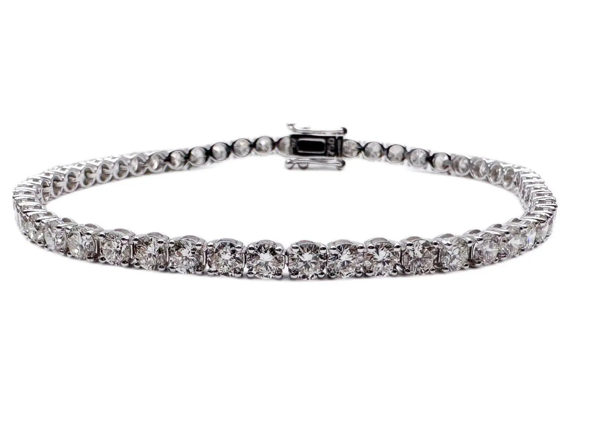 18ct White Gold Diamond Tennis Bracelet 4claw 7.65ct  Diamond Bracelets
