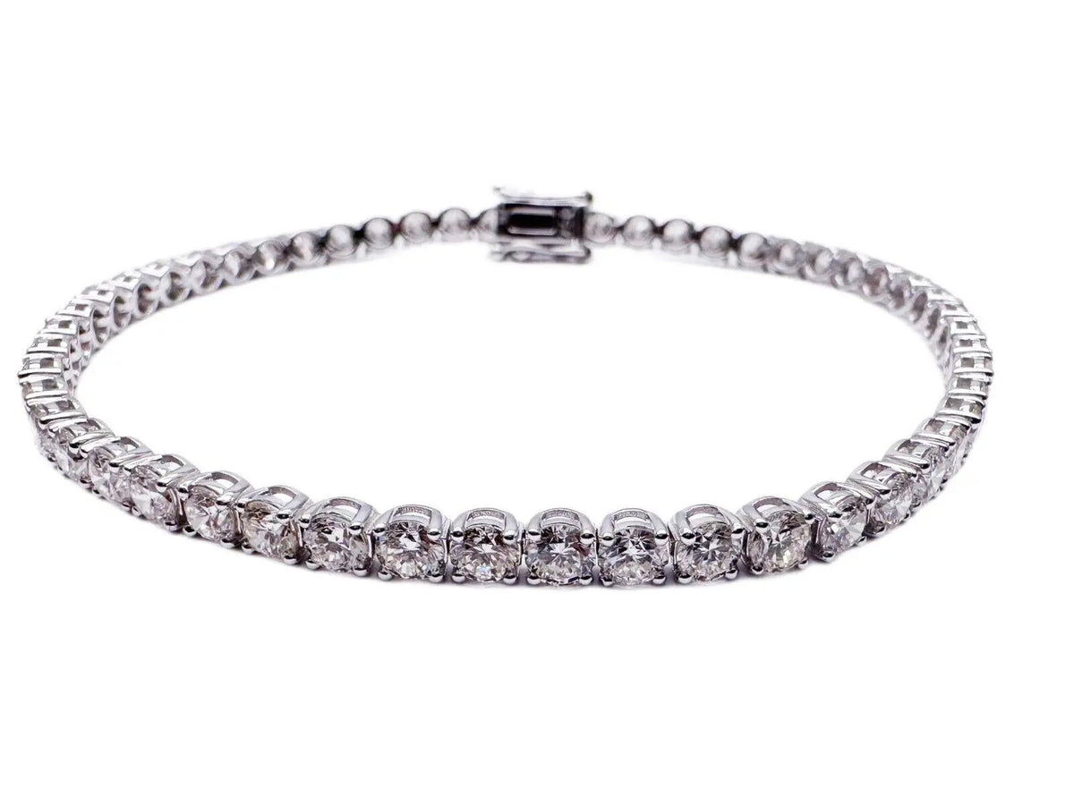 18ct White Gold Diamond Tennis Bracelet 4claw 7.65ct  Diamond Bracelets
