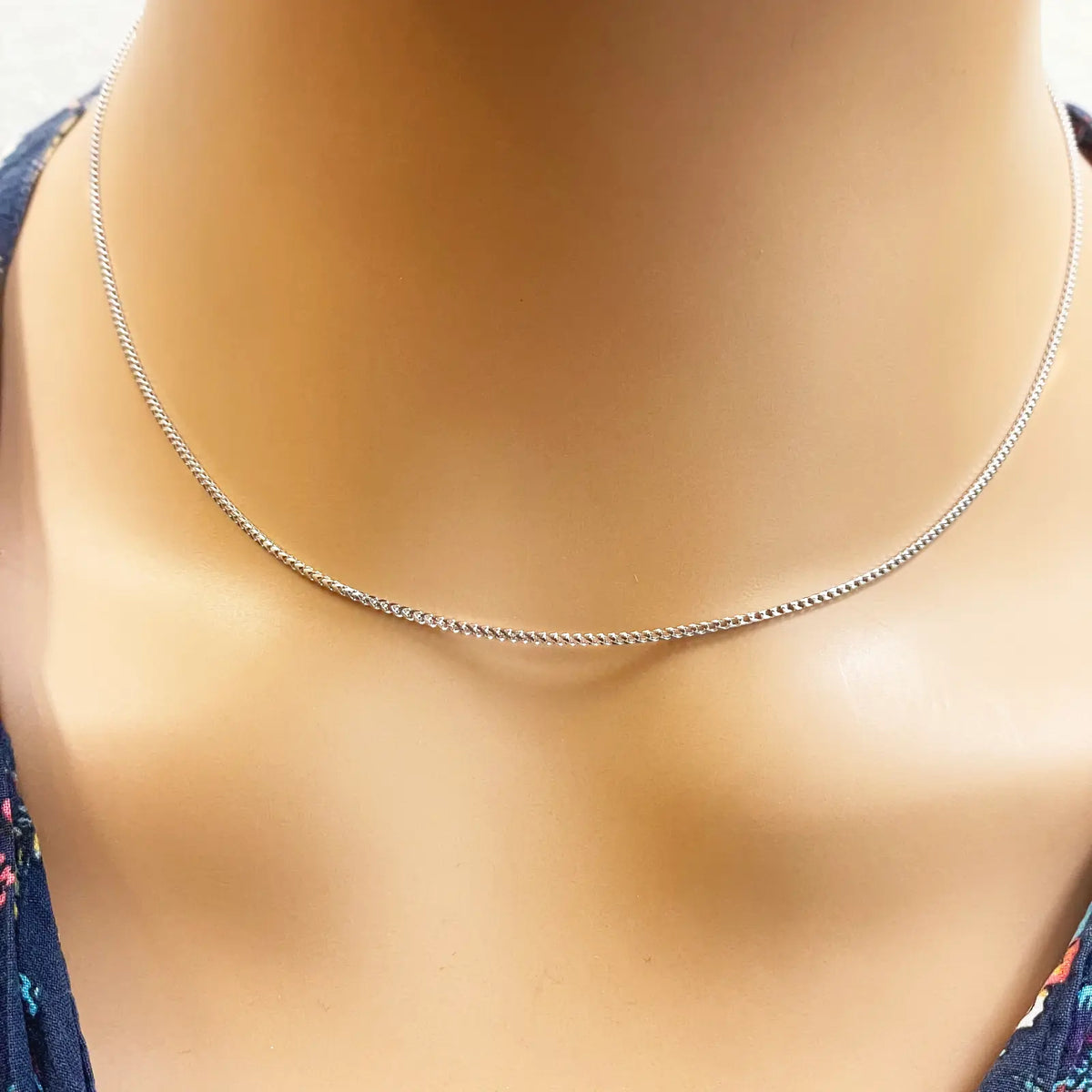 18ct White Gold Franco Necklace 16''inch 
