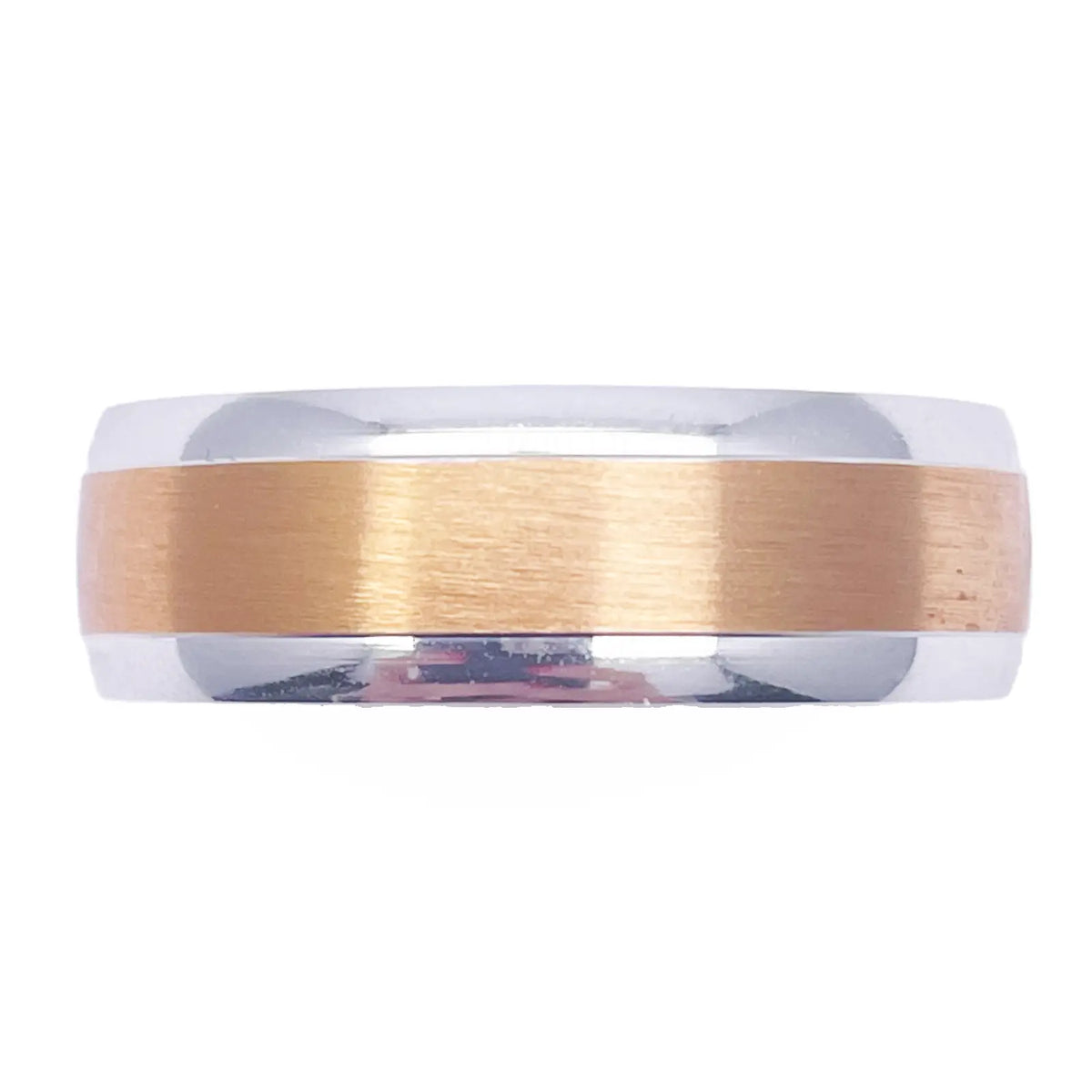 18ct White/Yellow Gold Two Tone Mens Wedding 7mm Band With A Fancy Matt Middle 