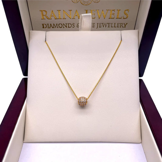 22ct Yellow Gold Cubic Zirconia Run Through Chain 4 Row Hoop Pendant 16 