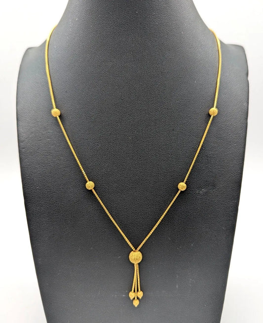 22ct Yellow Gold Light Weight Glitter Ball Chain Necklace 16''  inches 