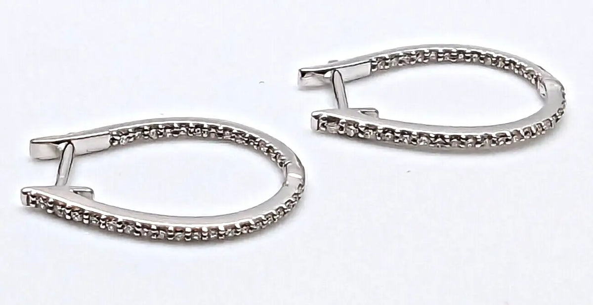 9ct White Gold Diamond Pair of Hoop Earrings 0.26ct 1.2mm wide 