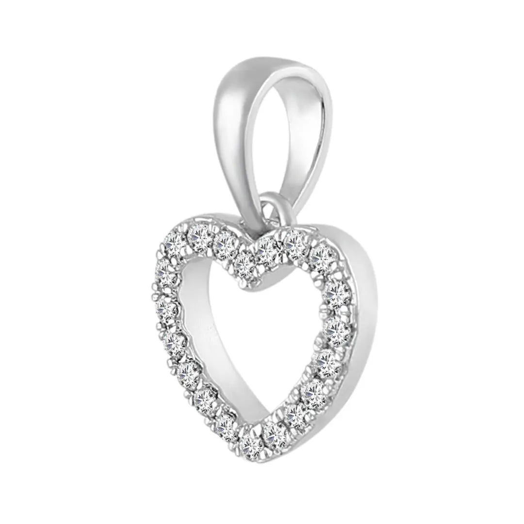 9ct White Gold & Natural Diamonds Heart Pendant with 9ct Chain 0.13ct 