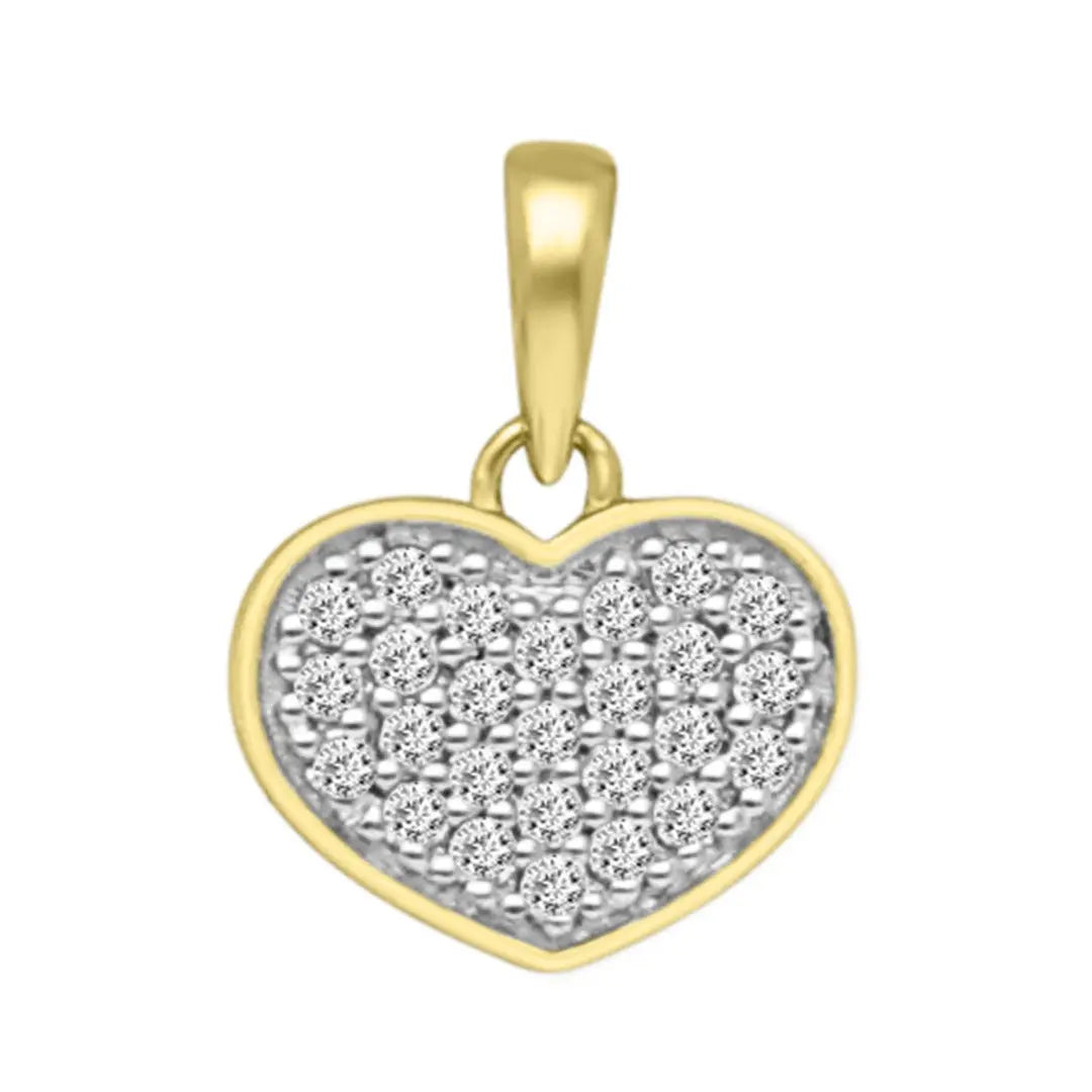 9ct Yellow Gold & Natural Diamonds Heart Pendant with 9ct Chain 0.14ct 